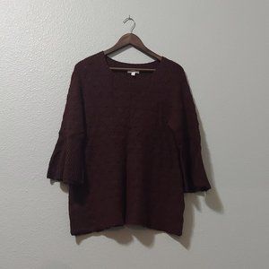 LC Lauren Conrad Burgundy Bell Sleeve Knit Sweater
